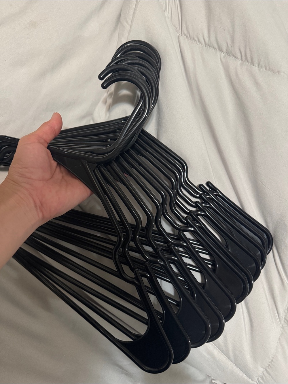 Set of Black Plastic Clothing Hangers - 18 Pack